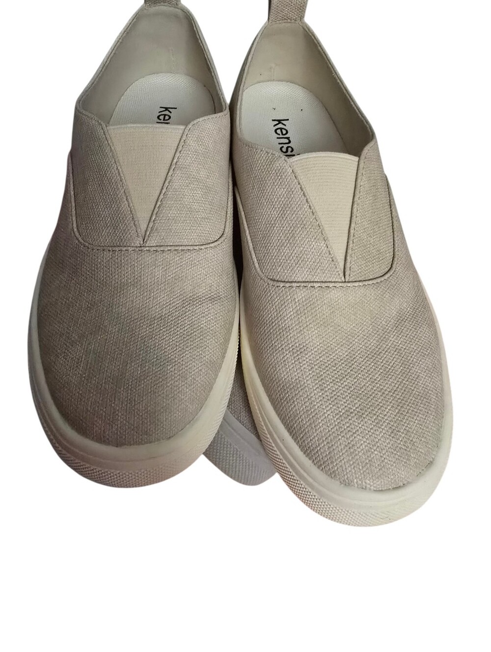 Kensie Neutral Cream Slip-On Canvas Sneakers